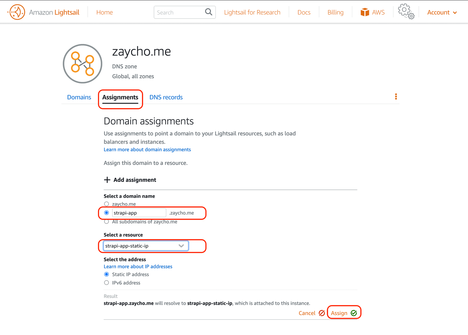 assign static ip